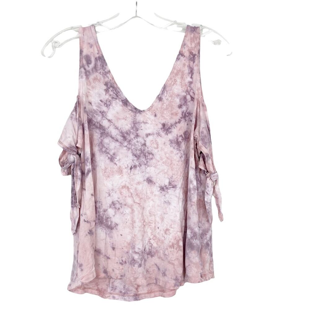 American Eagle Soft & Sexy Pink Tie Dye Off The Shoulder Shirt Sz M
